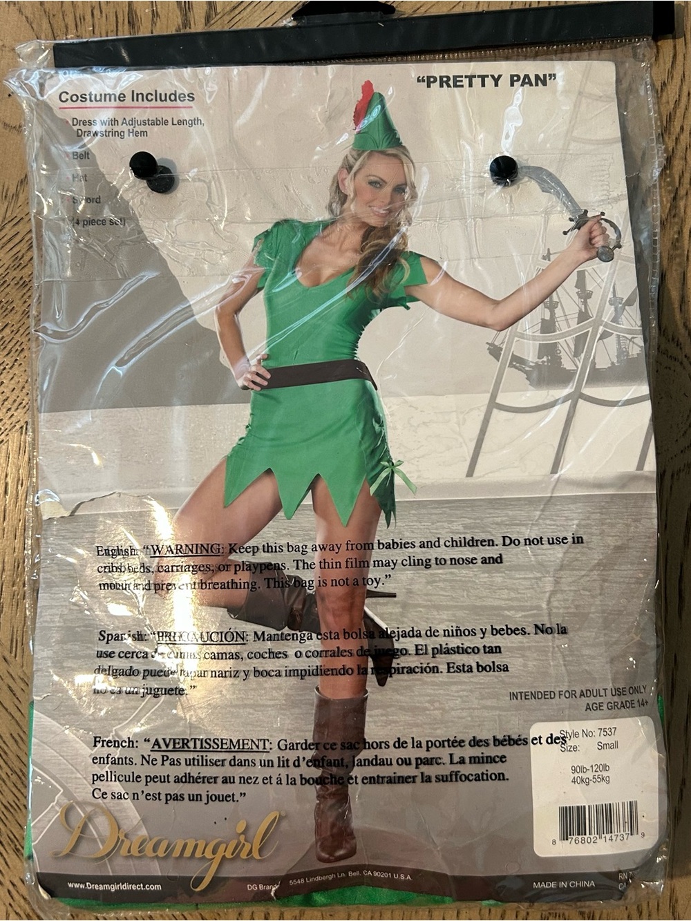 Dreamgirl Pretty Pan Costume Size Small Halloween Disney Cosplay